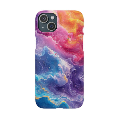 Abstract Blue Pink Waves - Slim iPhone 15 Phone Case