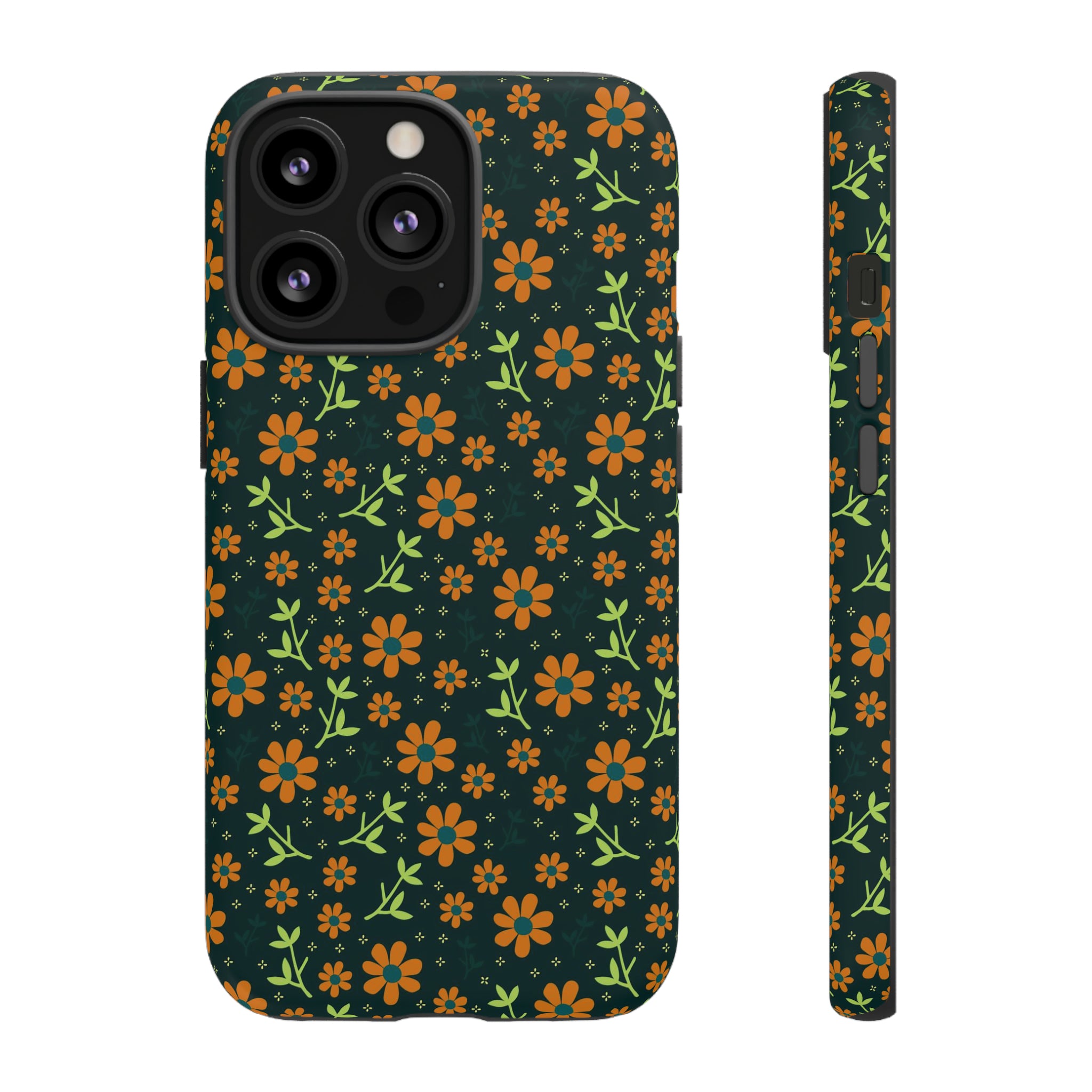 Green Flower Pattern - Protective Phone Case