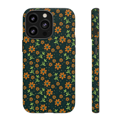 Green Flower Pattern - Protective Phone Case