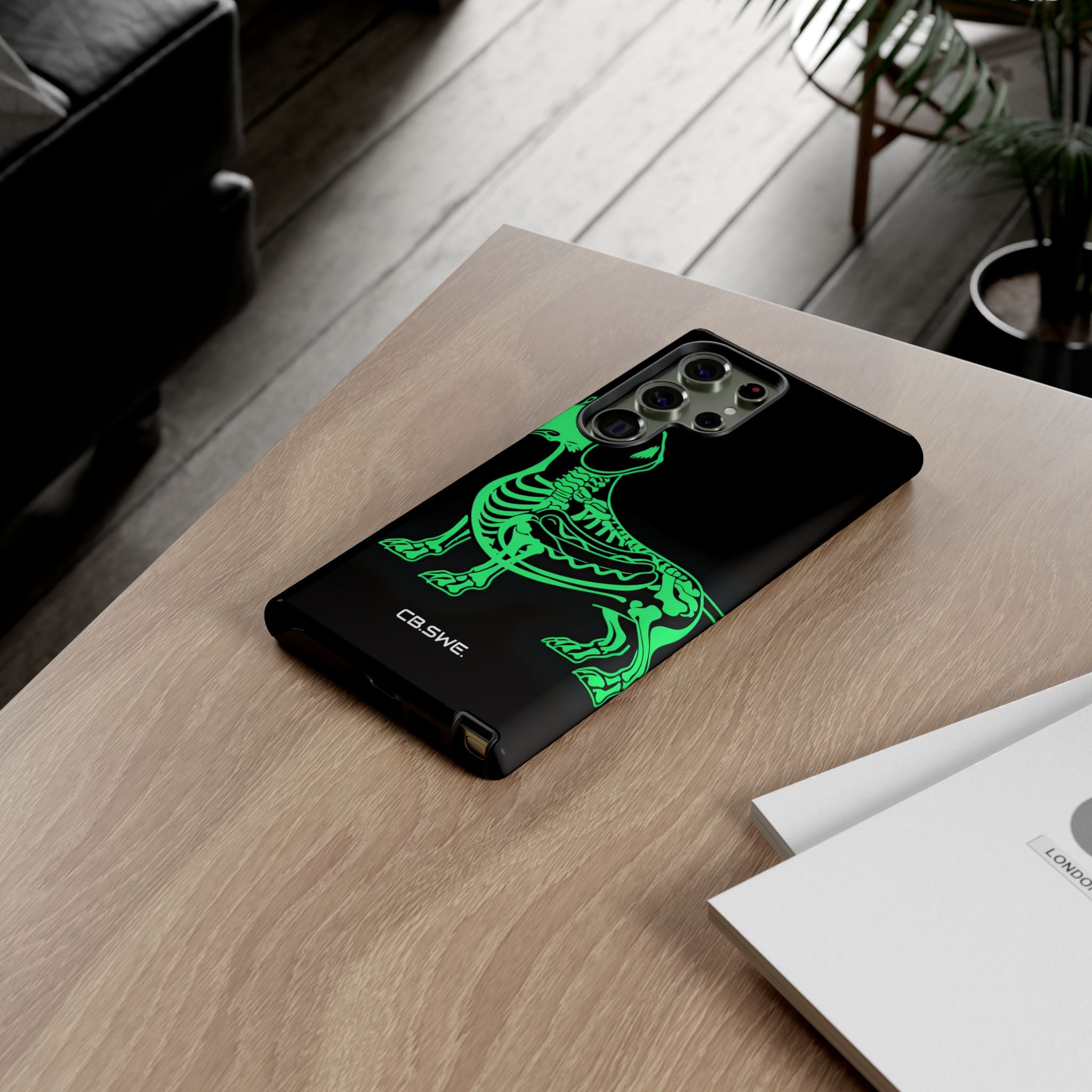Neon Green Dachshund X-Ray Illustration Hotdog Phone Cover Samsung S23 - Tough