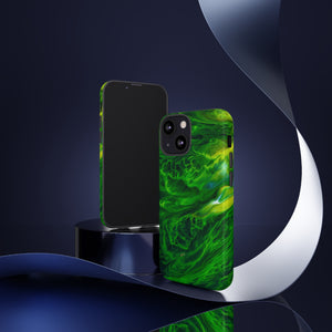 Neon Green Wave Ink Art iPhone Case (Protective) Phone Case