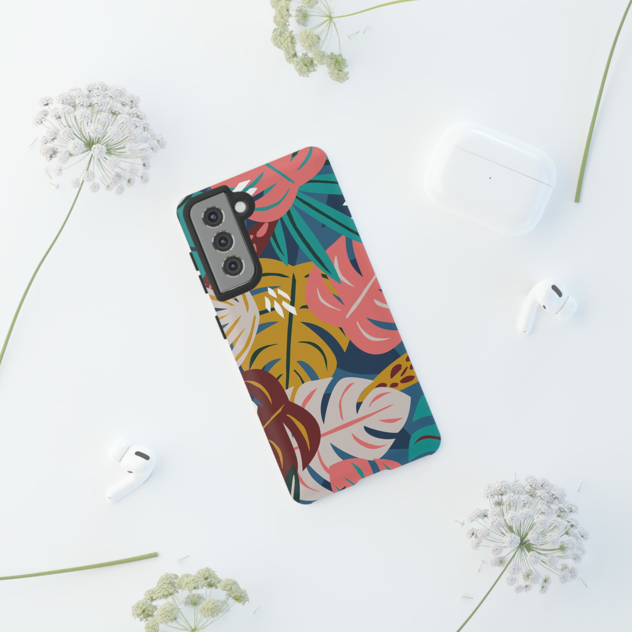 Tropical Leaf Mono - Protective Phone Case