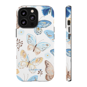 Flying Butterflies, Blue and Yellow iPhone case (Protective) - Protective Phone Case