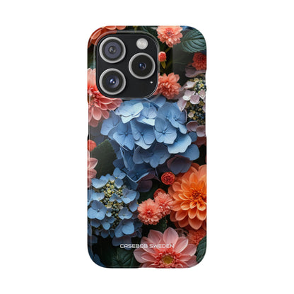 Blue Floral Bliss - Slim iPhone 15 Phone Case