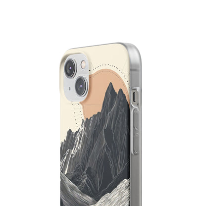 Minimalist Mountain Landscape with Flowing River iPhone 14 - Flexi Phone Case