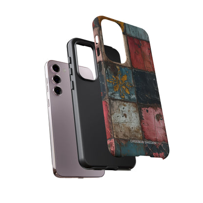 Rustic Red-Yellow Vintage Tiles - Tough Samsung S23 Phone Case