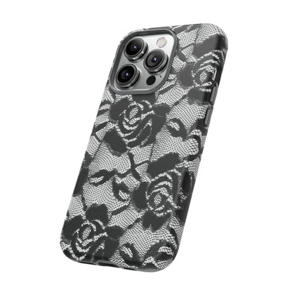 Black Rose Lace Gothic Flower - Protective Phone Case