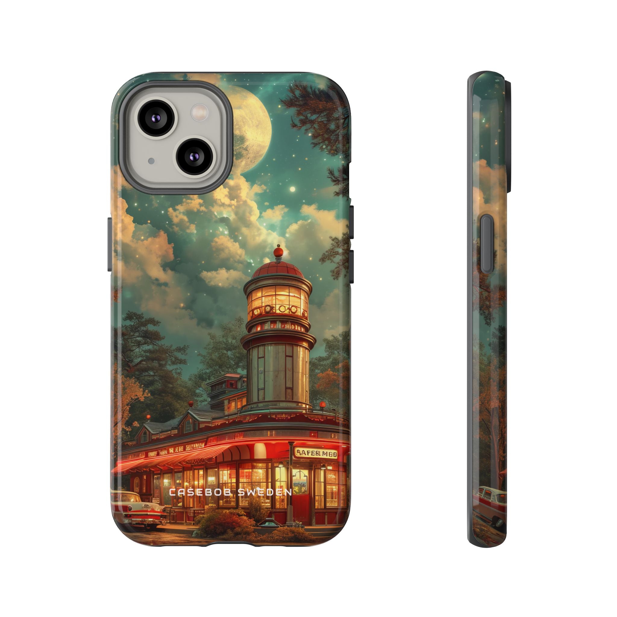 Vintage Moonlit Diner Fantasy iPhone 14 - Tough Phone Case