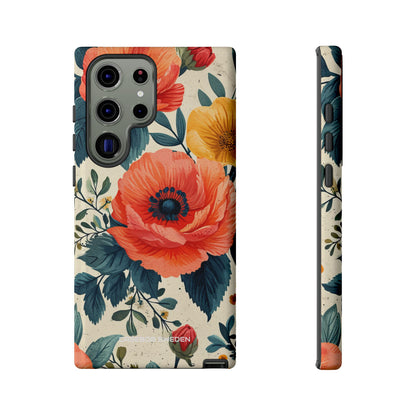 Vibrant Botanical Poppies - Tough Samsung S23 Phone Case