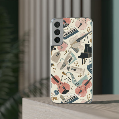 Beige Musical Instruments Pattern - Flexi Samsung S22 Phone Case