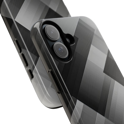 Grayscale Geometric Layers iPhone 16 - Tough