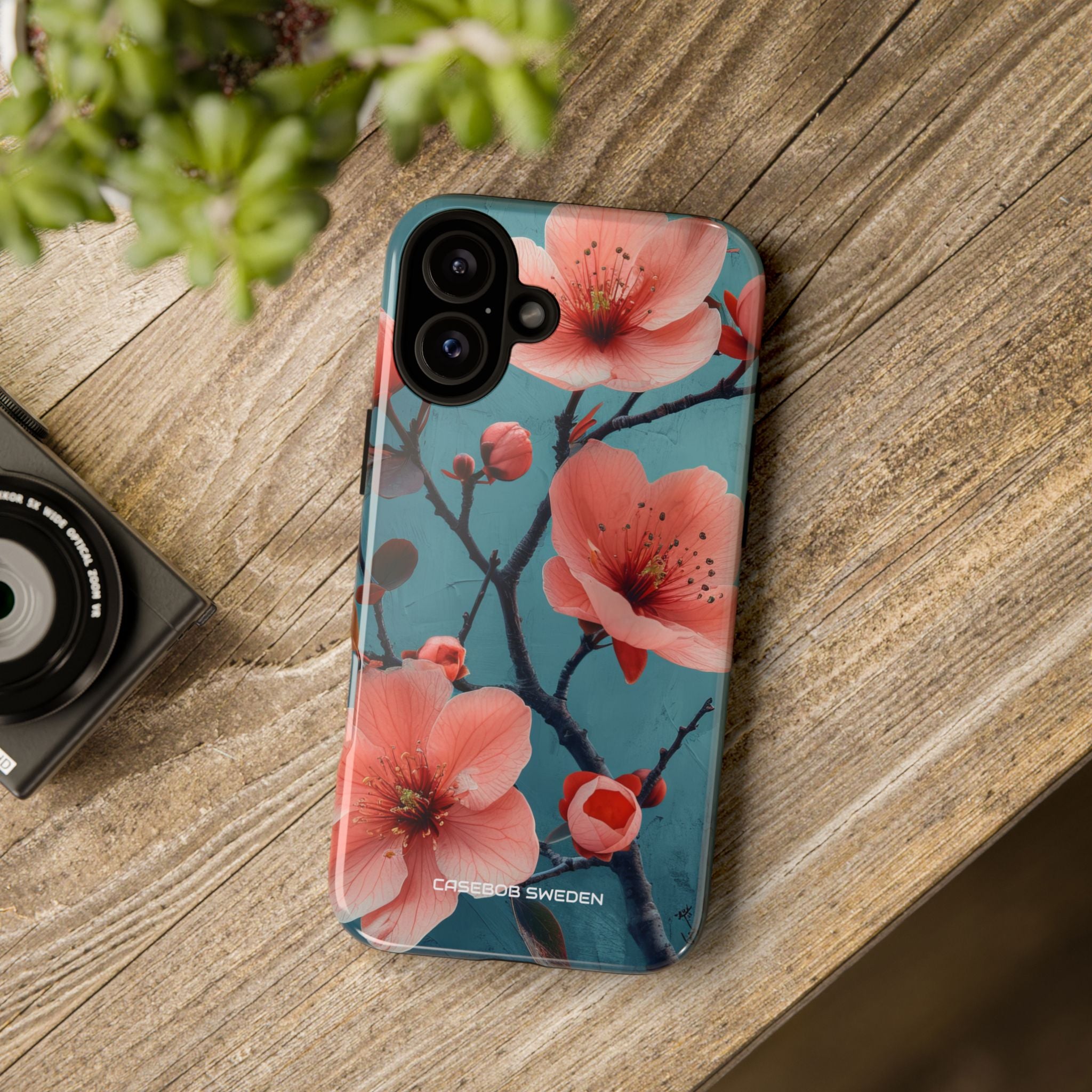 Teal Coral Blossom - Tough iPhone 16 Phone Case