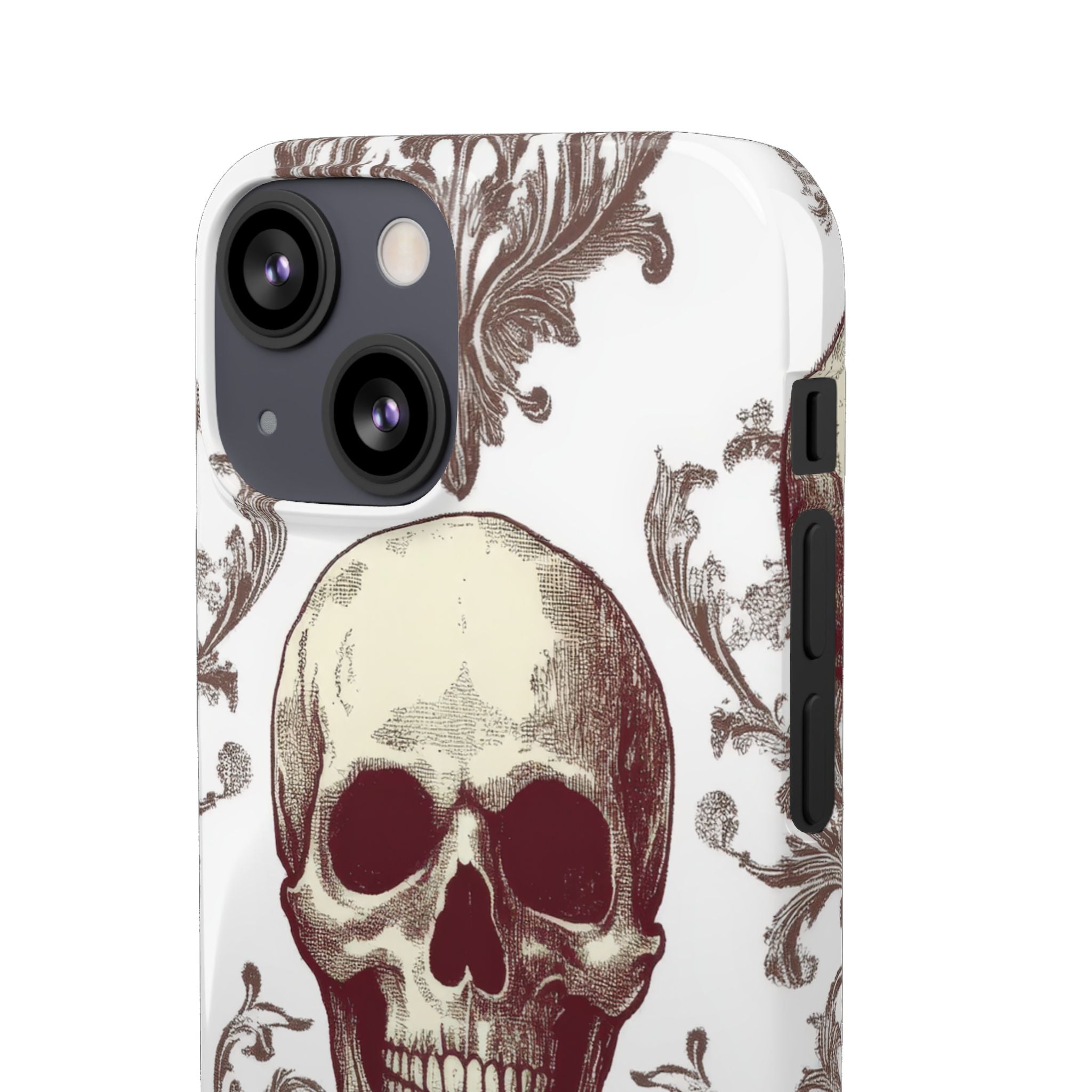 Gothic Skulls and Ornate Foliage iPhone 13 - Slim Phone Case