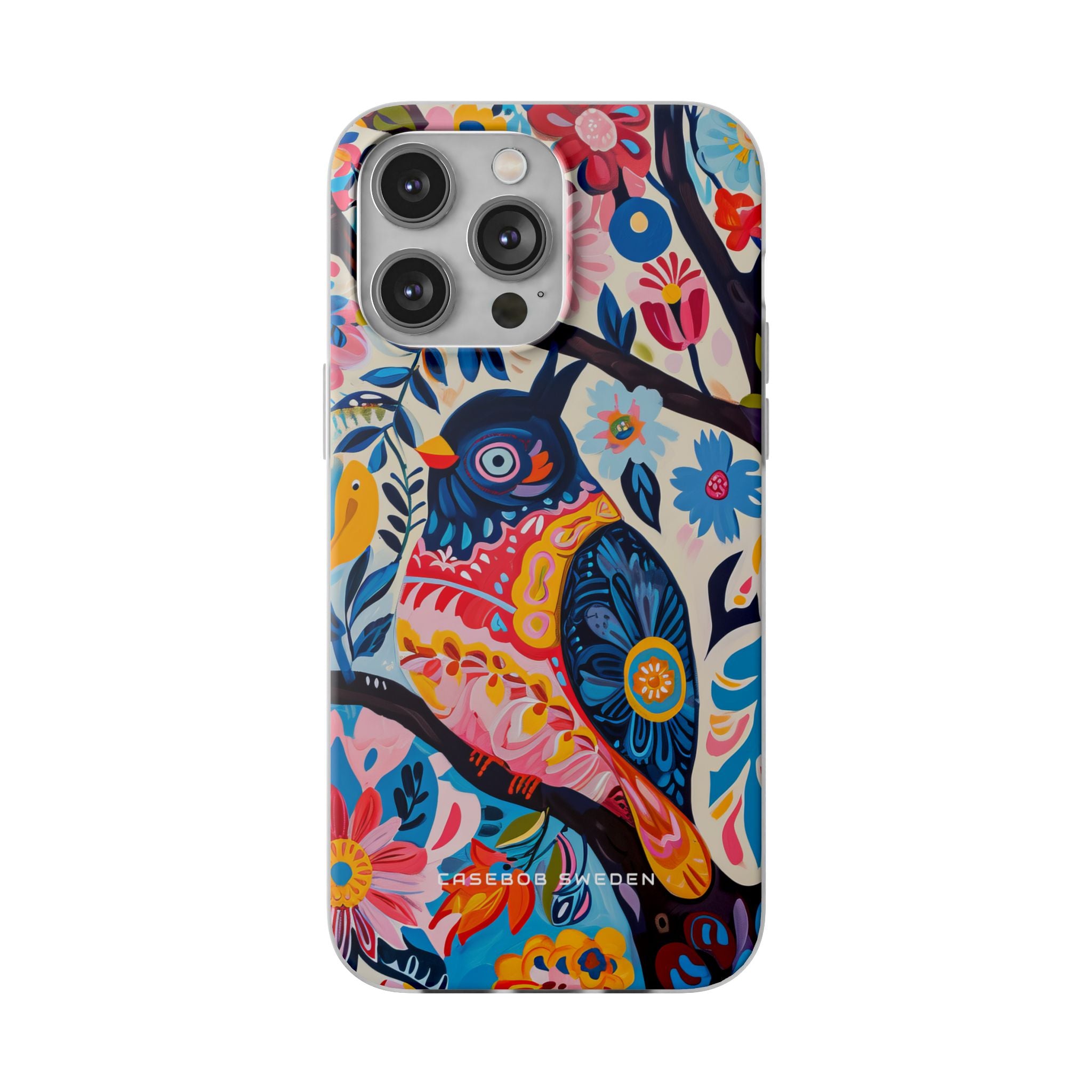 Whimsical Vintage Owl with Floral Charm iPhone 14 - Flexi Phone Case