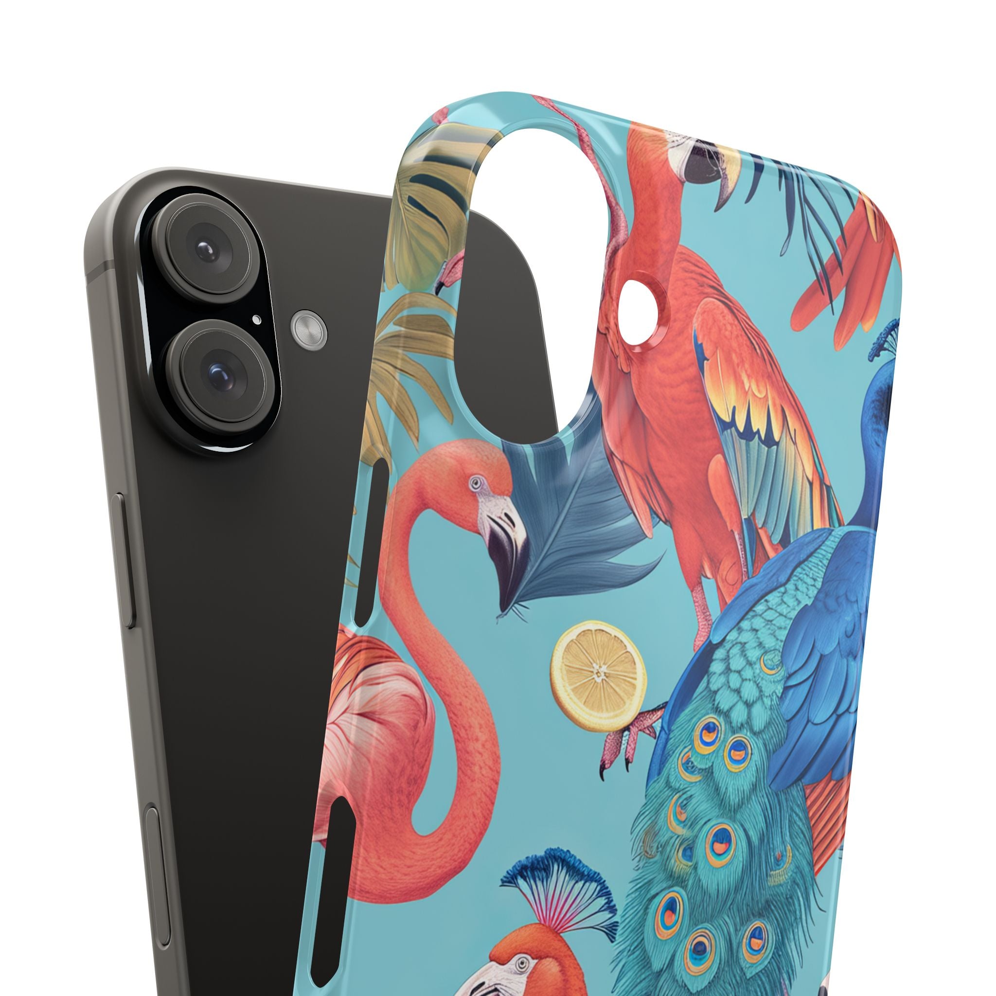 Tropical Flamingo Bliss - Slim iPhone 16 Phone Case