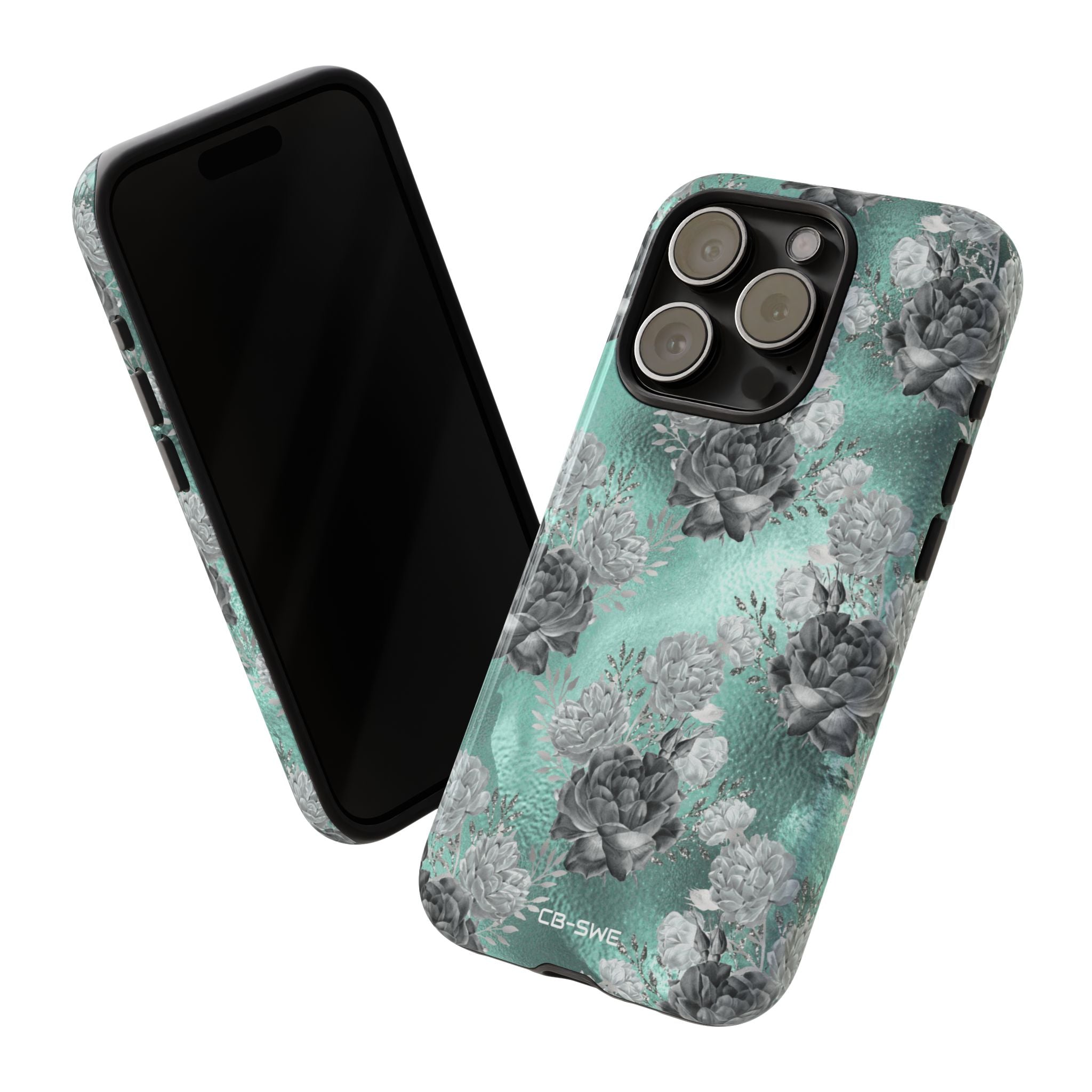 Teal Floral Elegance - iPhone Case