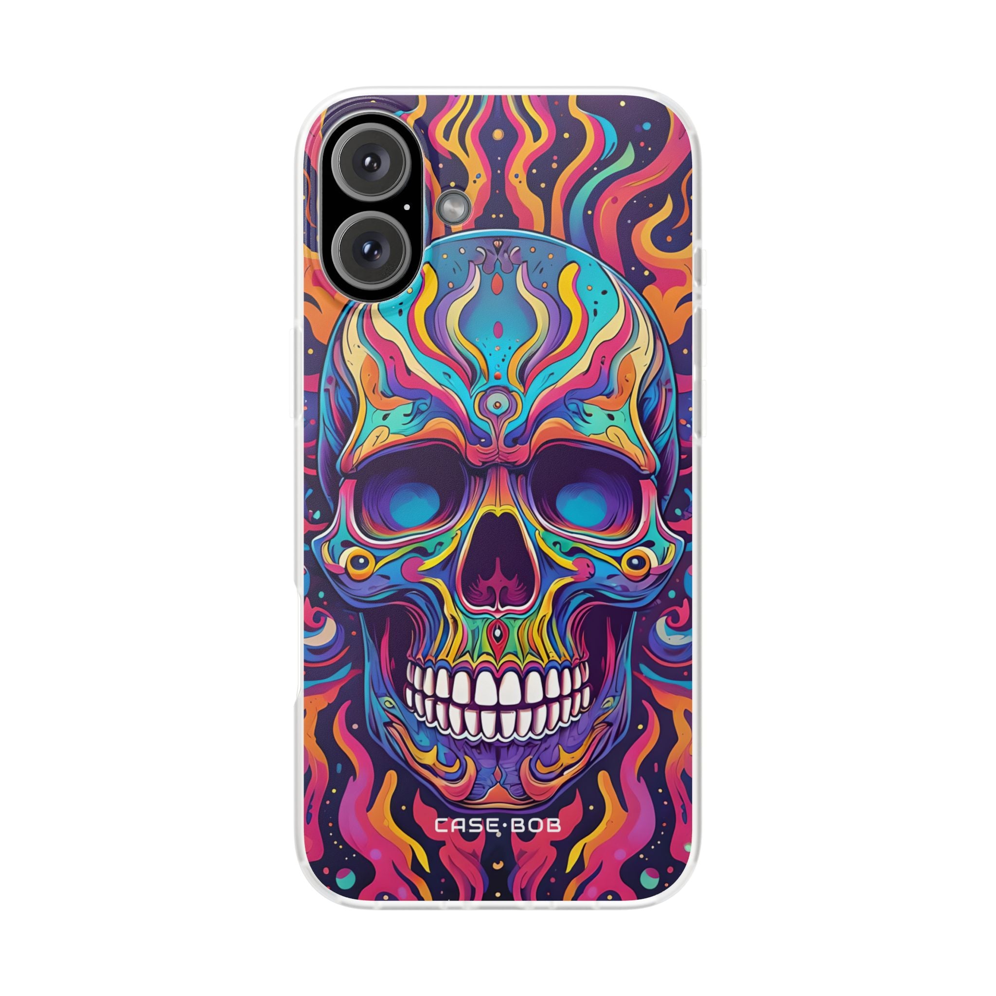 Flaming Skull iPhone 16 Plus Case - Soft