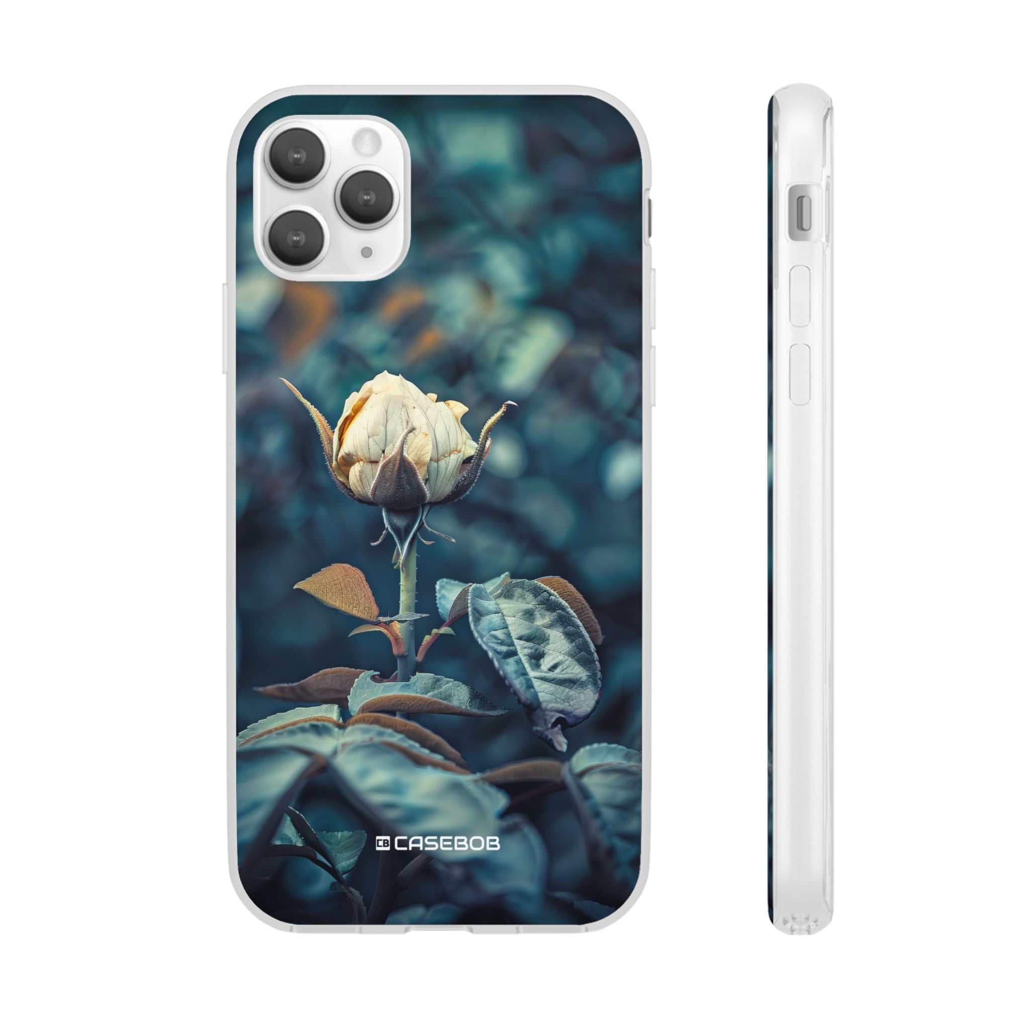 Teal Rosebud Serenade | Flexible Phone Case for iPhone