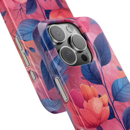 Pink Blue Floral - Slim iPhone 16 Phone Case