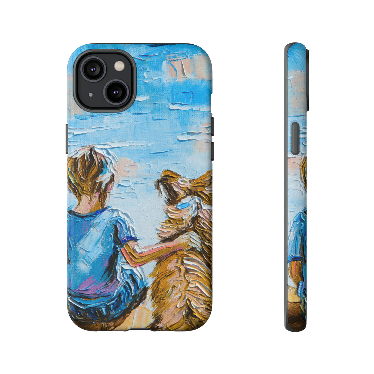 Boy with Dog - Protective Phone Case