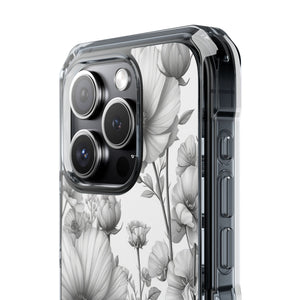 Monochrome Flora - Phone Case for iPhone (Clear Impact - Magnetic)