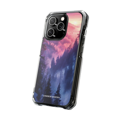 Misty Forest Serenity - Clear Impact iPhone 14 Phone Case