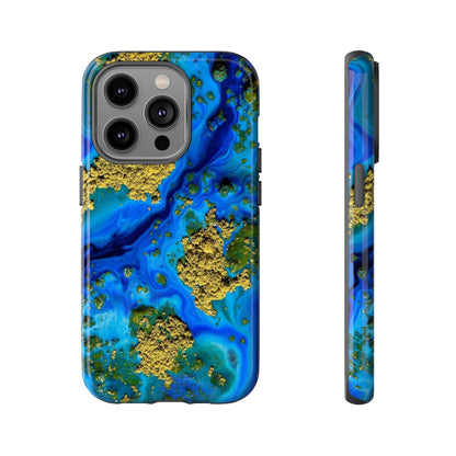 Blue Clear Ocean Ink Art iPhone Case (Protective) iPhone 14 Pro Glossy Phone Case