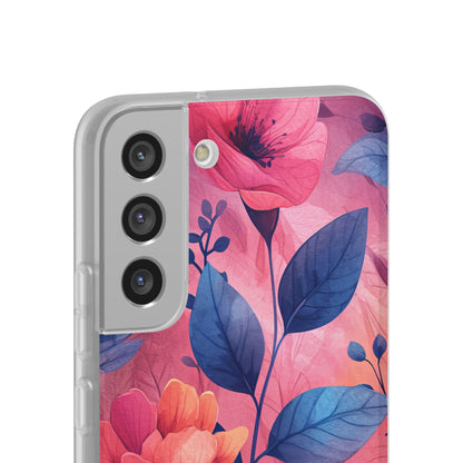 Pink Blue Floral - Flexi Samsung S22 Phone Case