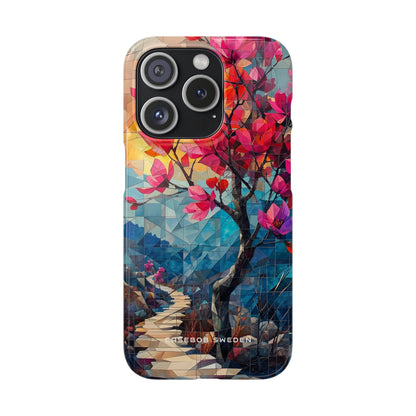 Vibrant Geometric Tree Landscape iPhone 15 - Slim Phone Case