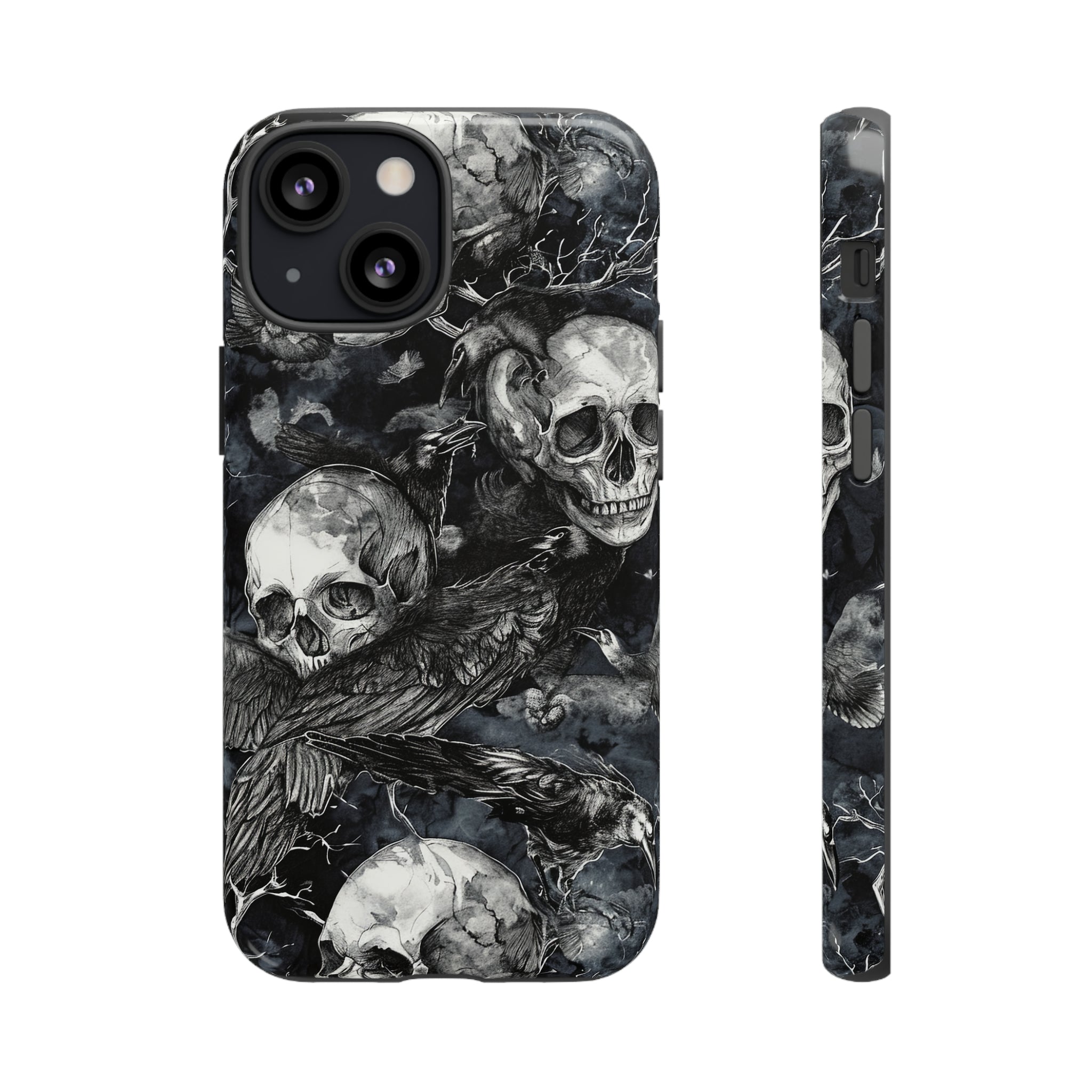 Skulls and Ravens Gothic - Protective Phone Case