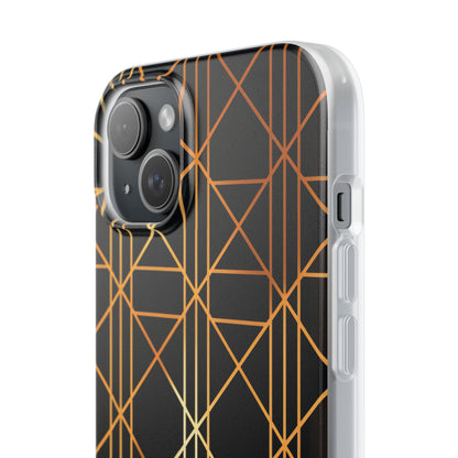 Golden Geometric Elegance iPhone 15 - Flexi Phone Case