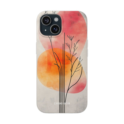 Curved Stem Sunset iPhone 15 Case - Soft