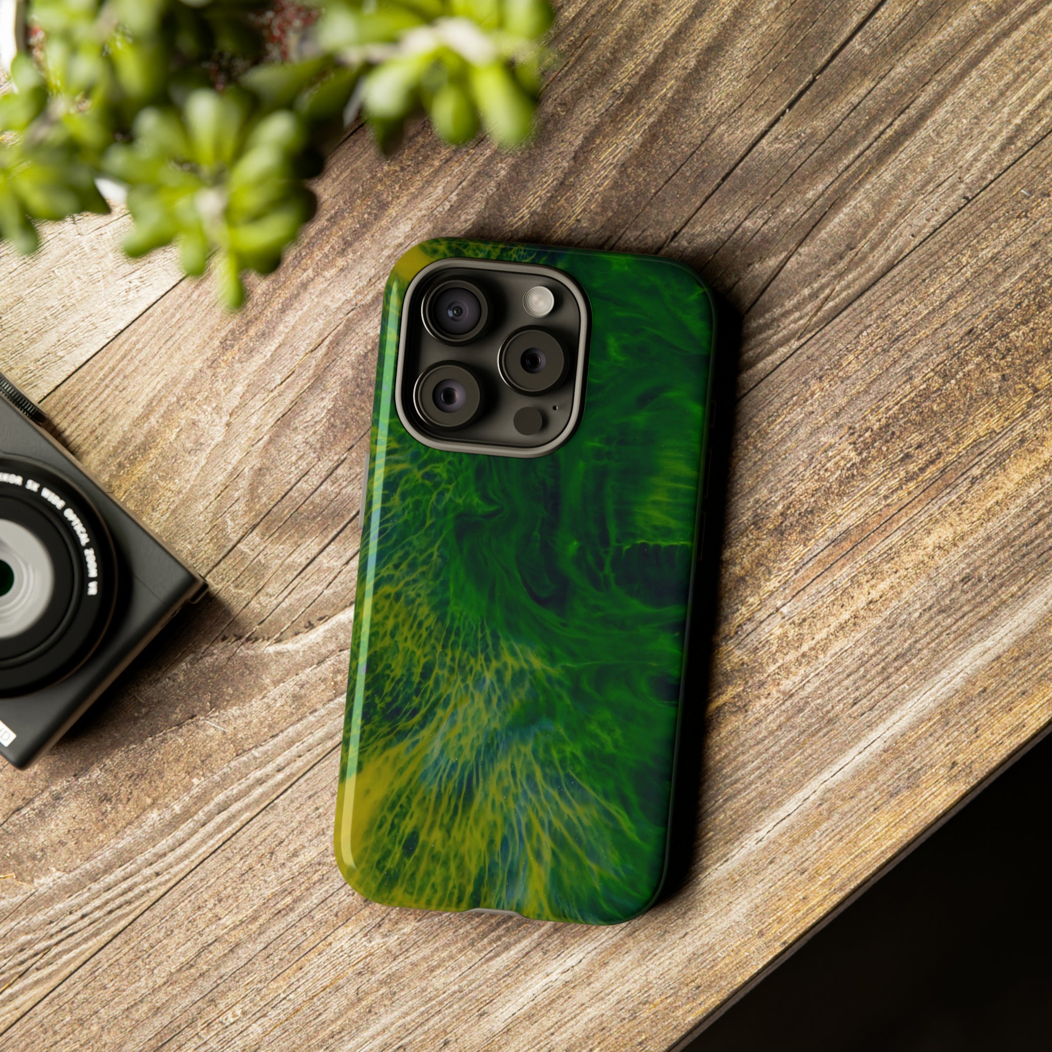 Dark Green Ink Art - Protective Phone Case