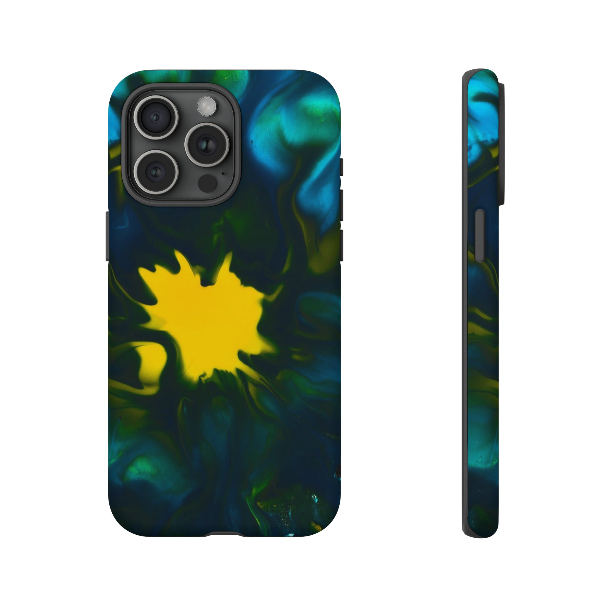 Yellow Spot Ink Art - Protective Phone Case