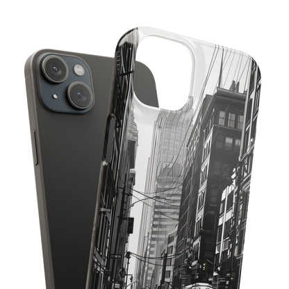 Urban Cityscape Line Perspective iPhone 15 - Slim Phone Case