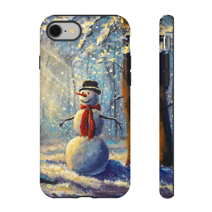 Oil painting - Happy Snowman - Protective Phone Case