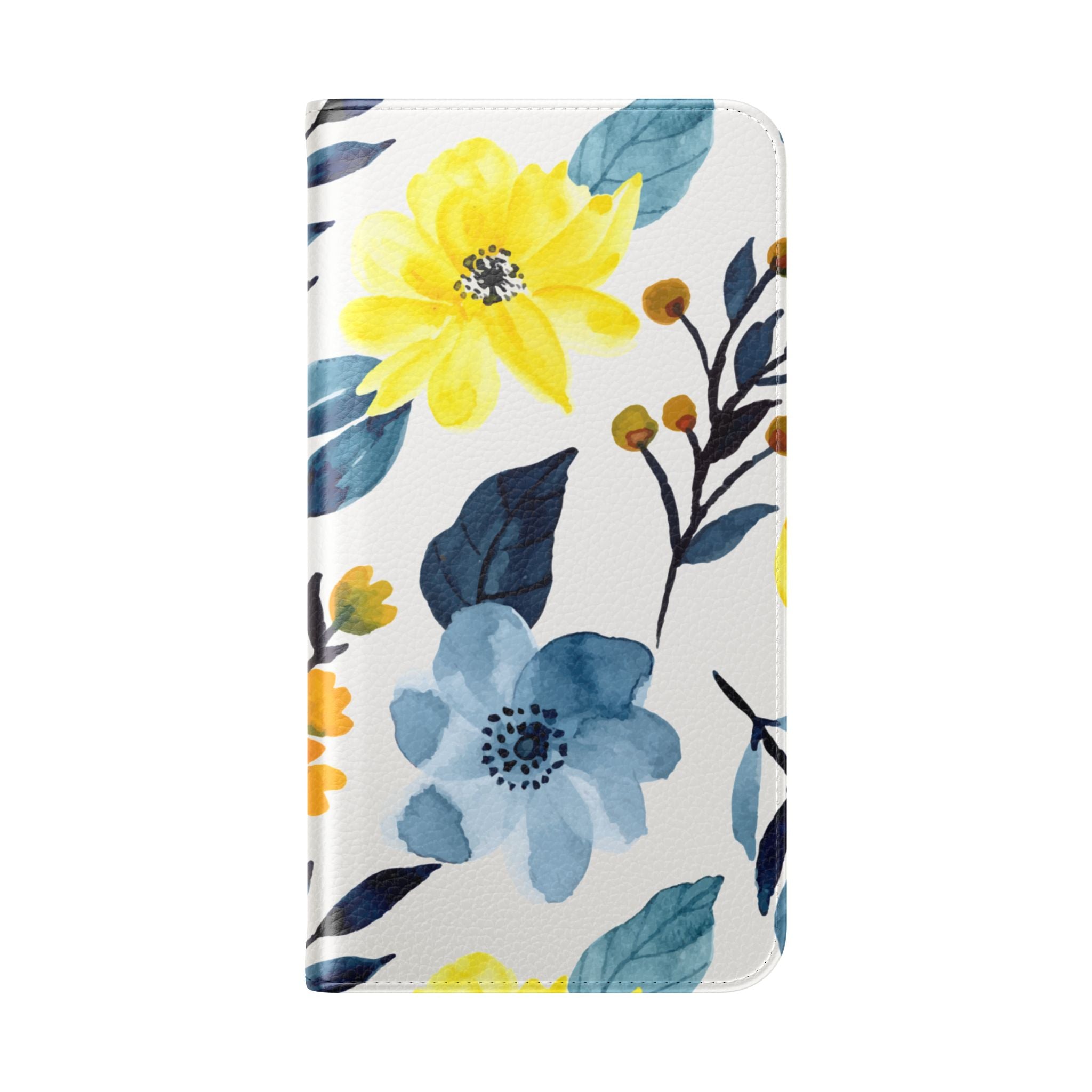 Keltainen sininen kukkaloisto - Samsung S23+ -lompakkokotelo