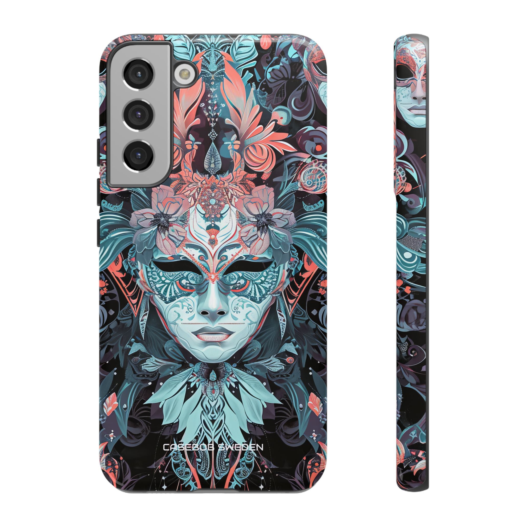 Mystic Teal Coral Mask - Tough Samsung S22 Phone Case