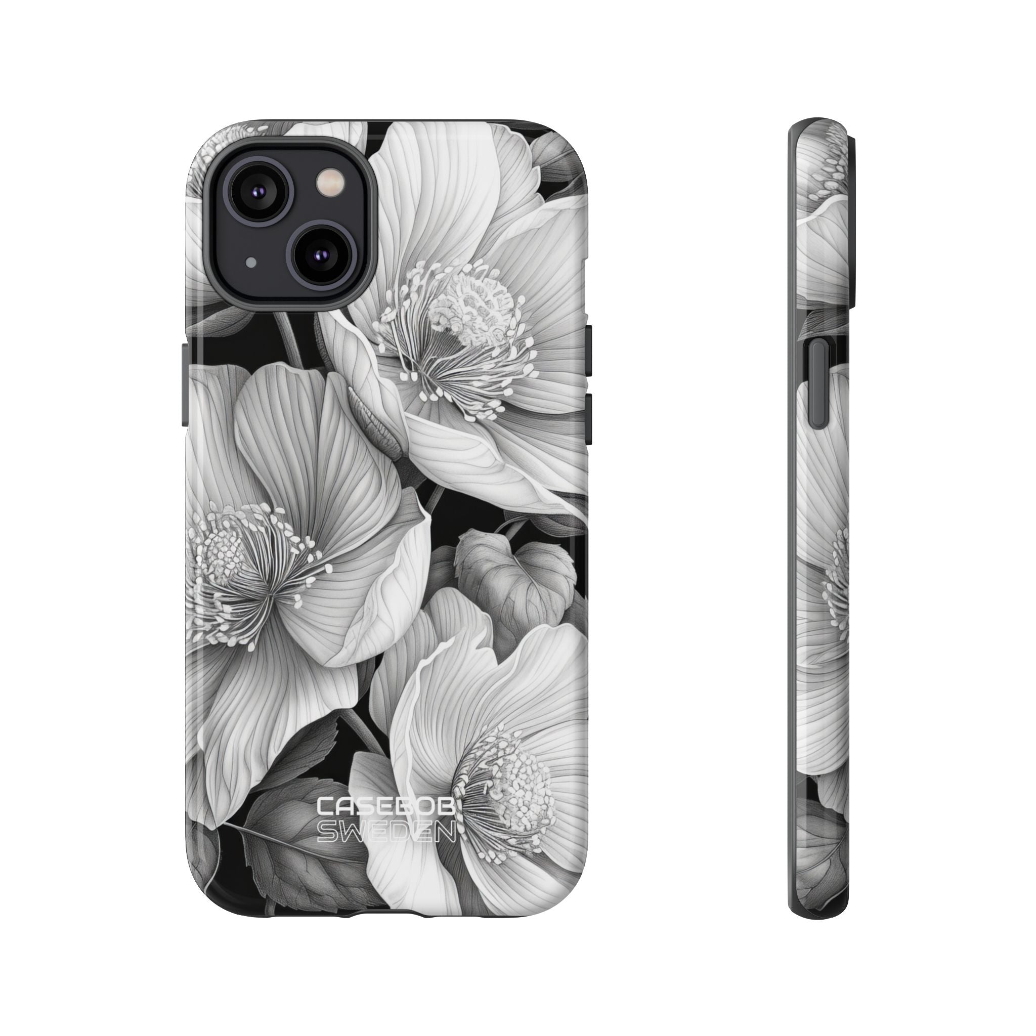Monochrome Petal Dance iPhone 14 - Tough