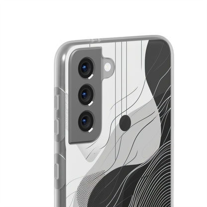 Fluid Rhythms: Monochrome Line Flow Samsung S21 - Flexi Phone Case