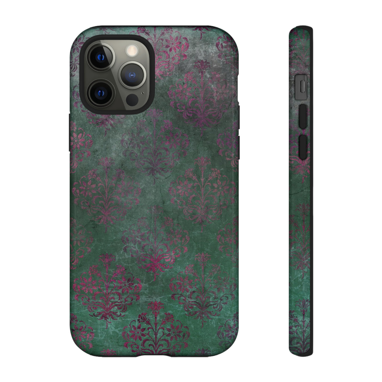 Green Damask Gothic Flower - Protective Phone Case