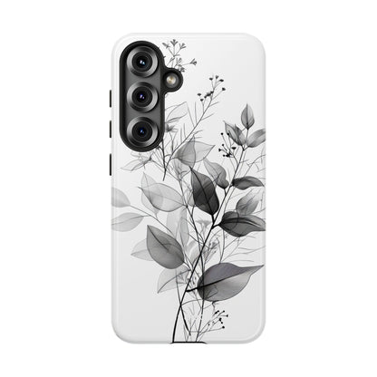Veined Leaves Gray Samsung S25 Case - Tough