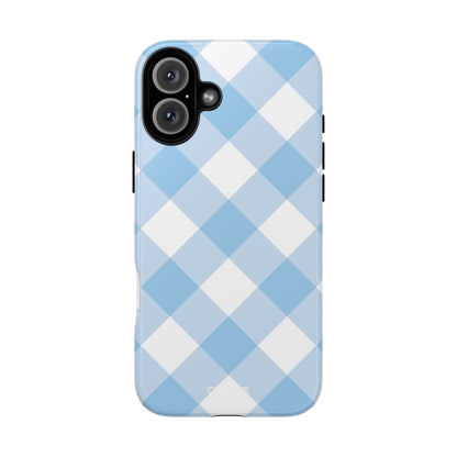 Soft Blue Gingham Elegance - iPhone Case