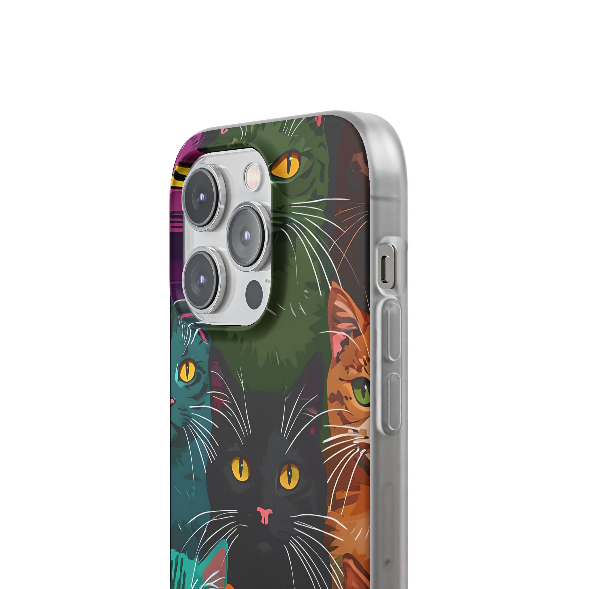 Teal Cat Grid iPhone 14 Pro Case - Soft