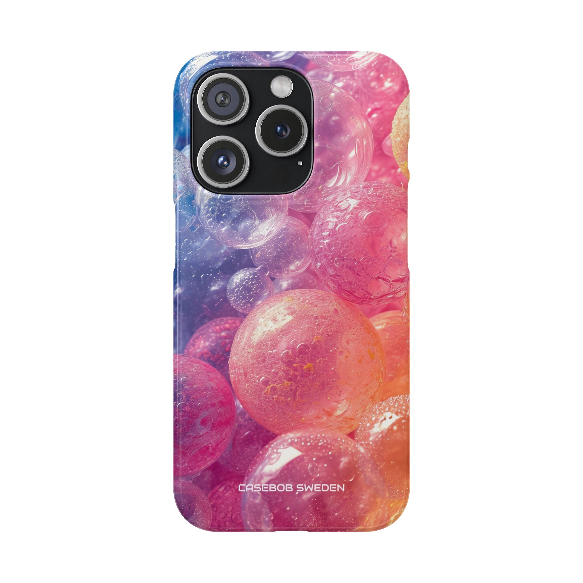 Pink Blue Glossy Spheres - Slim iPhone 15 Phone Case