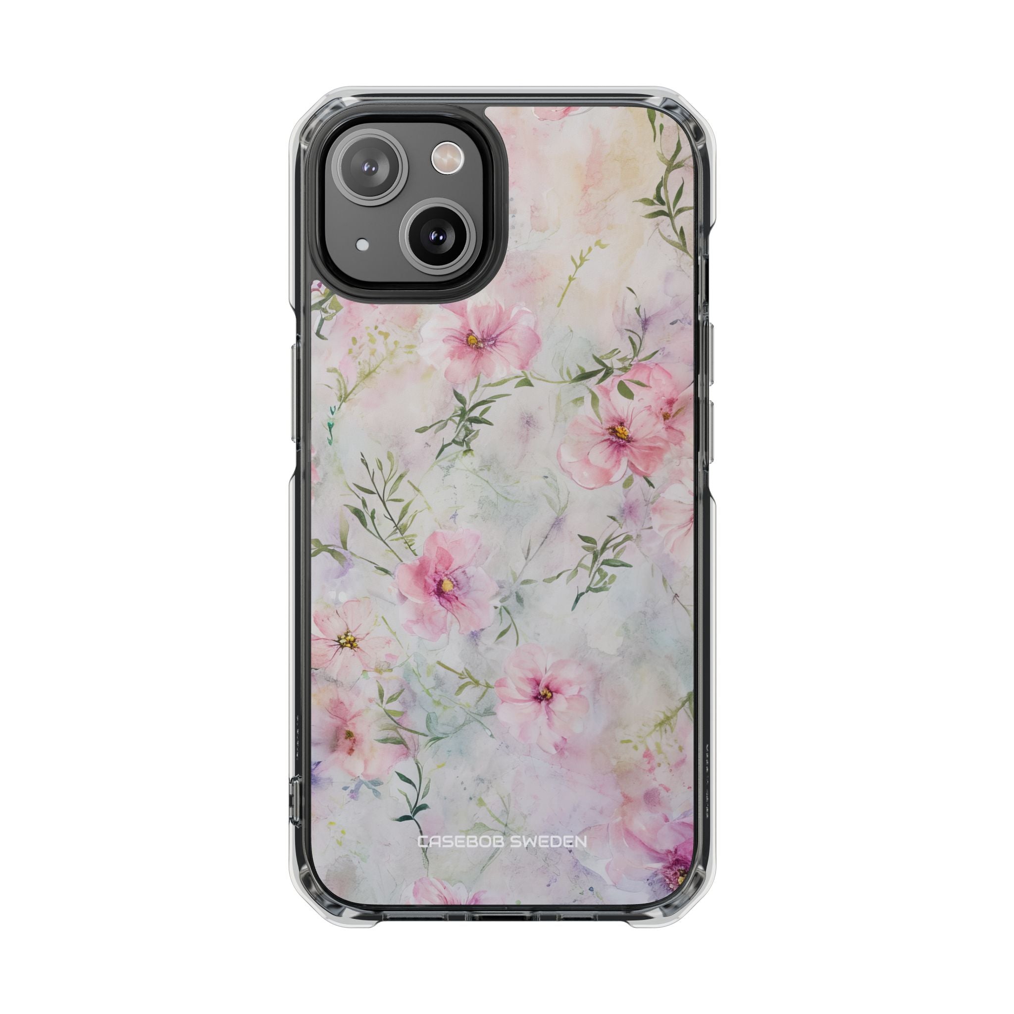 Pink Floral Watercolor Decor - Clear Impact iPhone 14 Phone Case