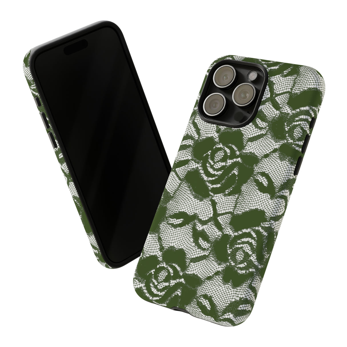 Green Lace Gothic Flower - Protective Phone Case