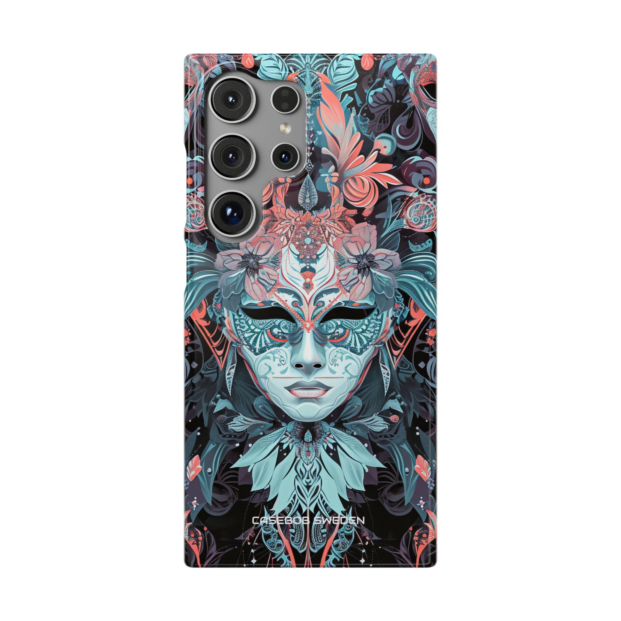 Mystic Teal Coral Mask - Slim Samsung S24 Phone Case