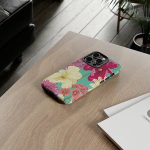 Colorful flowers in watercolor iPhone case (Protective) - Protective Phone Case