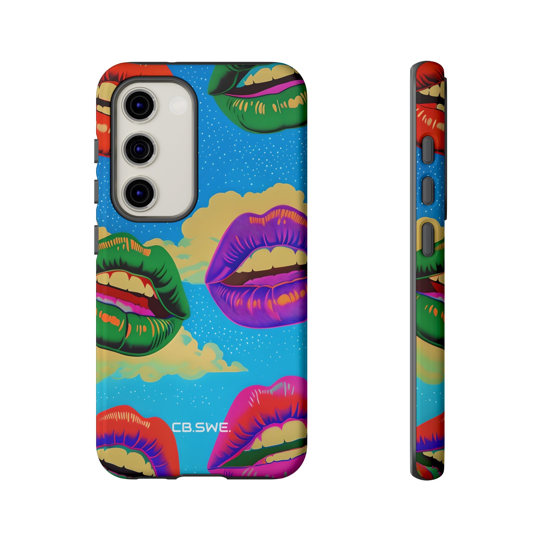 Colorful Surreal Lips Floating Bright Blue Sky Samsung S23 - Tough